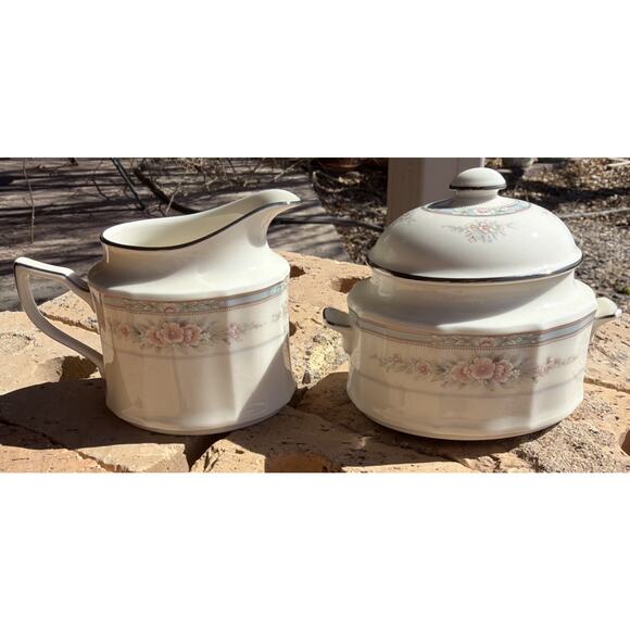 Noritake Rothschild china set for sale Noritake Ivory China Rothschild 7293 Porcelain Sugar Bowl & Creamer Set Japan